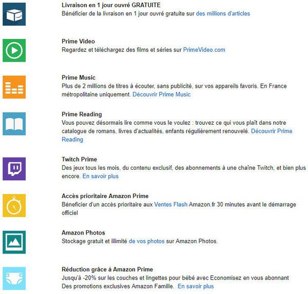 avantages amazon prime