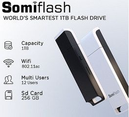 Somiflash Disque Dur 1TB connecté sans fil multimédia