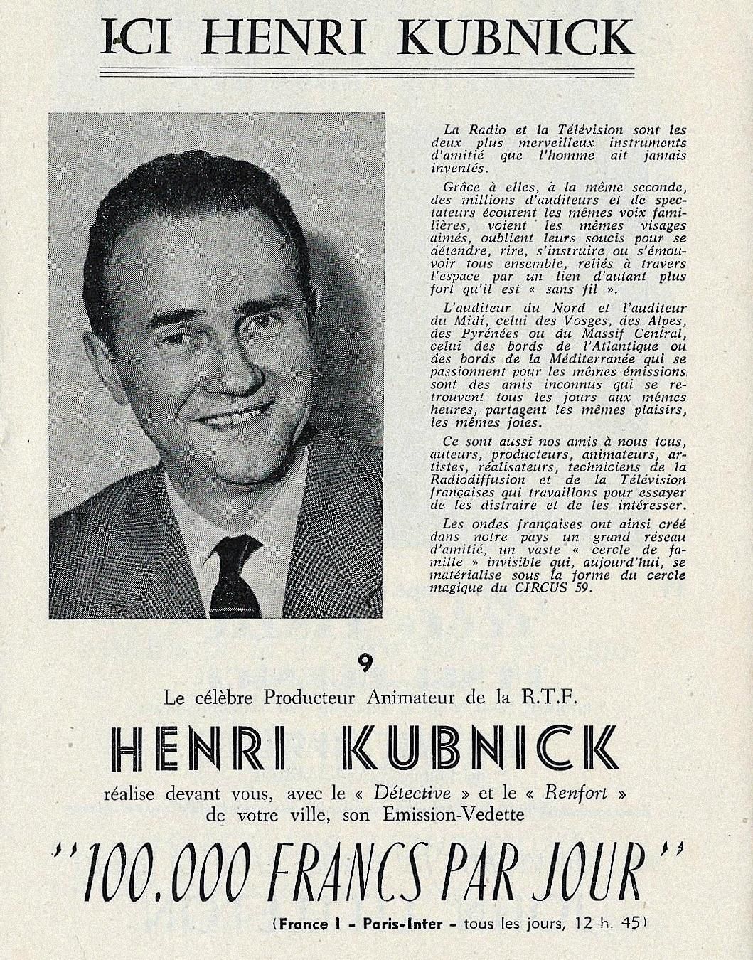 Henri Kubnick (1912-1991) le créateur du jeu des 1000 francs - Le  bloc-notes de cirk75