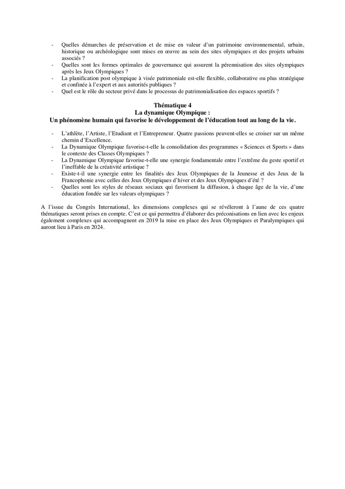 L’Olympisme : Un miroir et un aiguillon pour des sociétés en mutations !