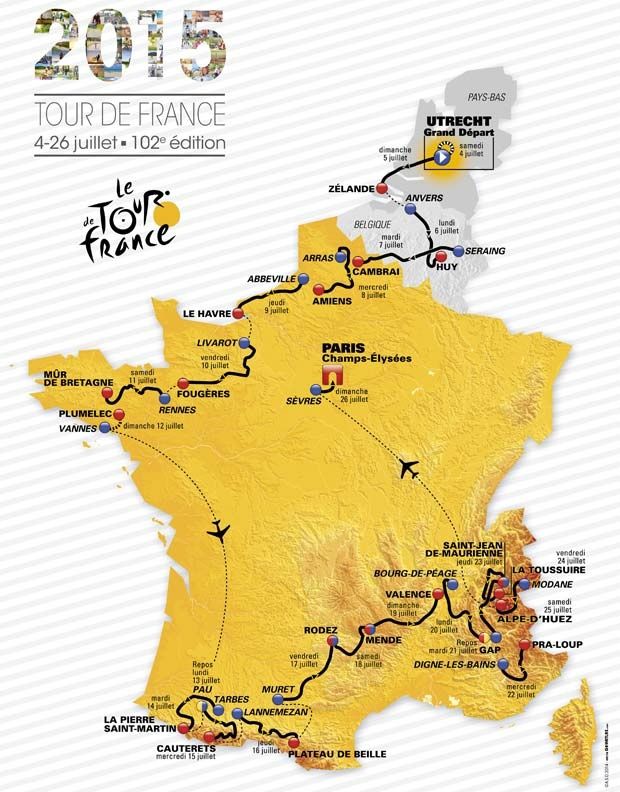 Le parcours du Tour de France 2015