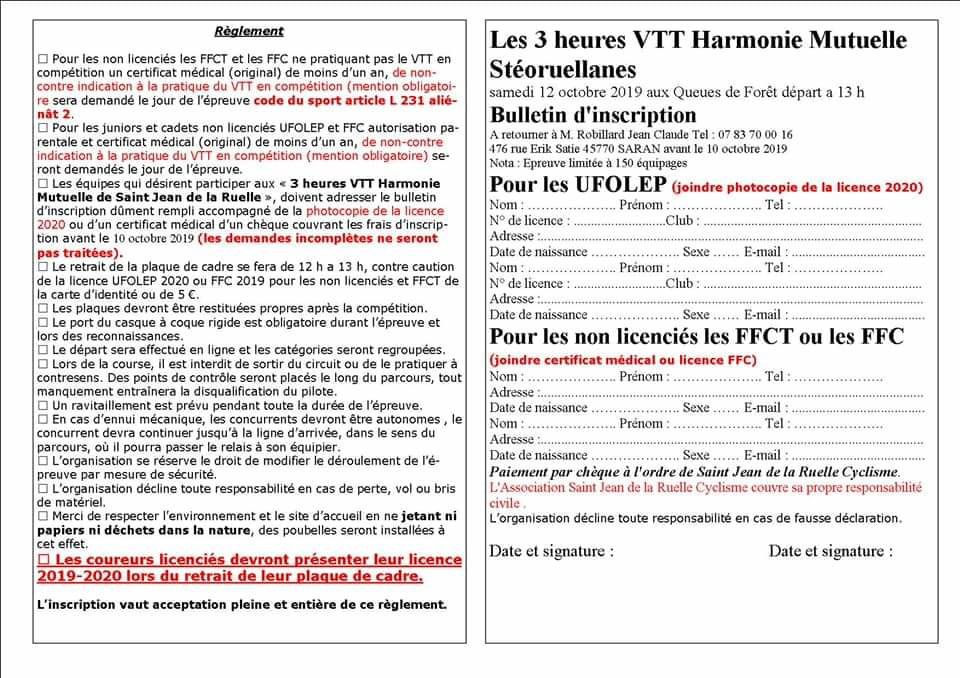 3h VTT St Jean de la Ruelle - 12 octobre 2019