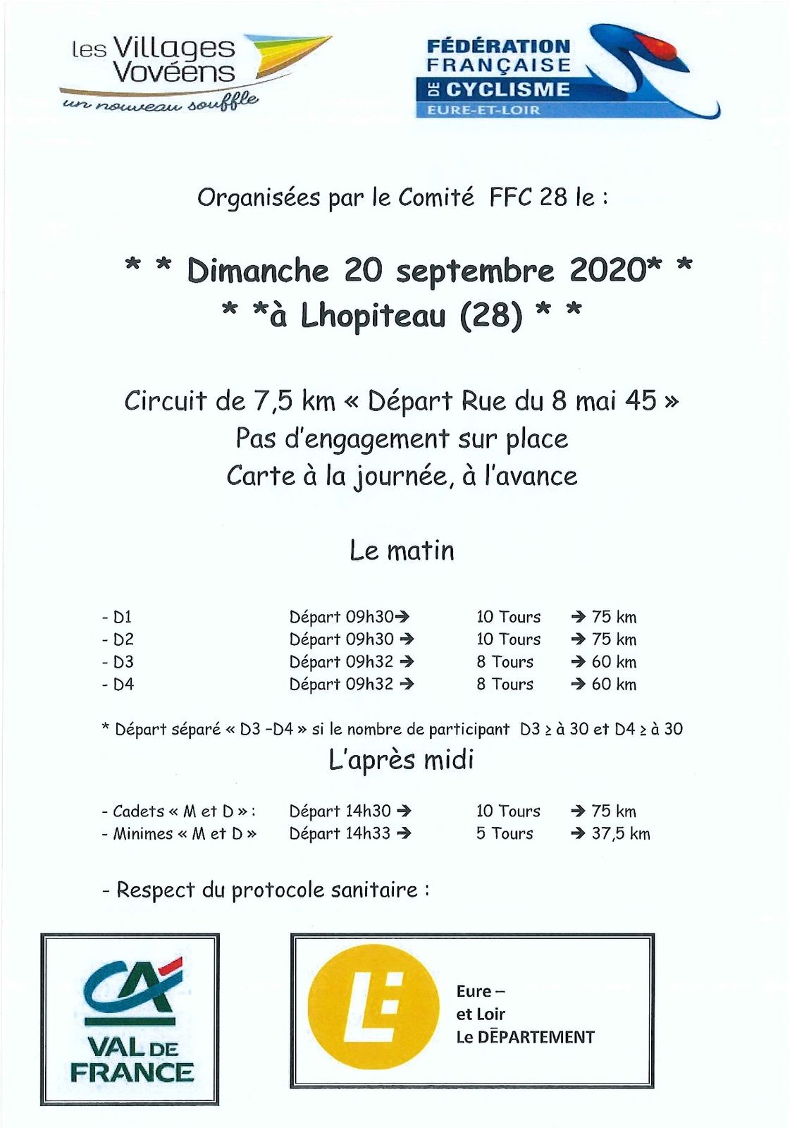 Courses à l'Hopiteau (28) le dimanche 20 septembre 2020