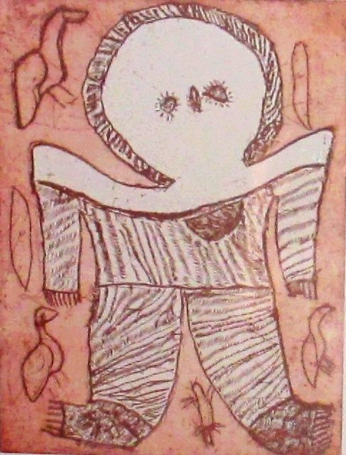 Wandjinas, gravure de Lly Karadada