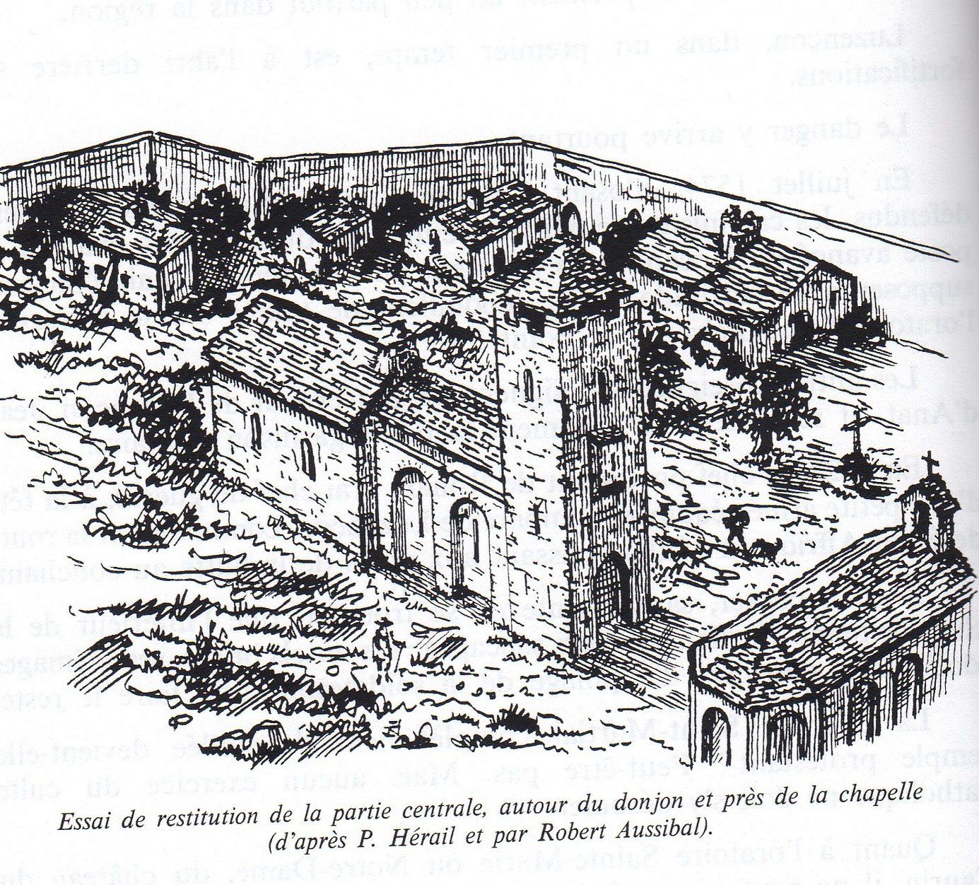 Luzençon Saint Georges chapelle Saint Martial antenne romane 1939 dessin Hérail Aussibal