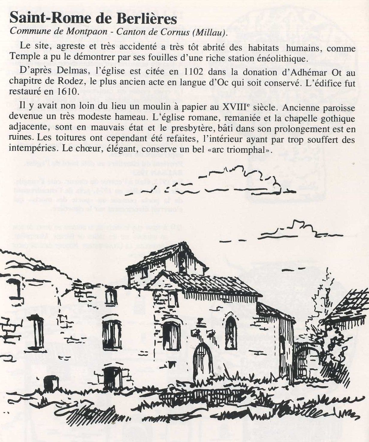 Saint Rome de Berlières, Fondamente, Montpaon, 12580, Sud Aveyron, chapelle, stèles discoïdales,