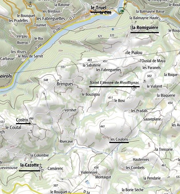 Les premiers seigneurs de La Romiguière furent semble-t-il les comtes de Toulouse. Situé à 470 m d’altitude moyenne sur le bord du plateau de Saint Victor, il domine le Tarn au-dessus du Truel. Une route en lacets grimpe de 180m au milieu des châtaigniers du bois de Ricard.