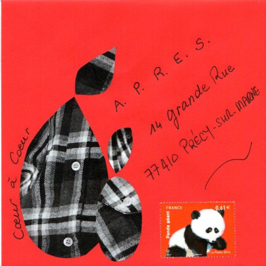 Sur cette enveloppe : timbre Panda géant. Création d'Olivier Tallec. mars 2014, La Poste