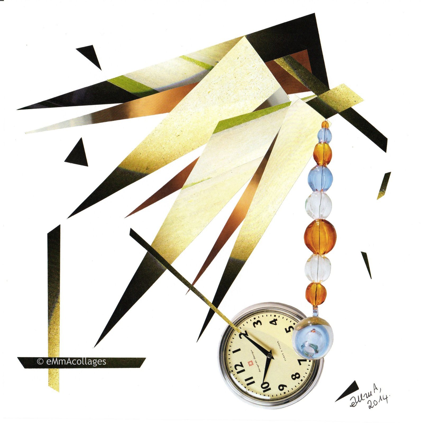 Les Collages d'eMmA MessanA, collage "Le temps suspendu", pièce unique