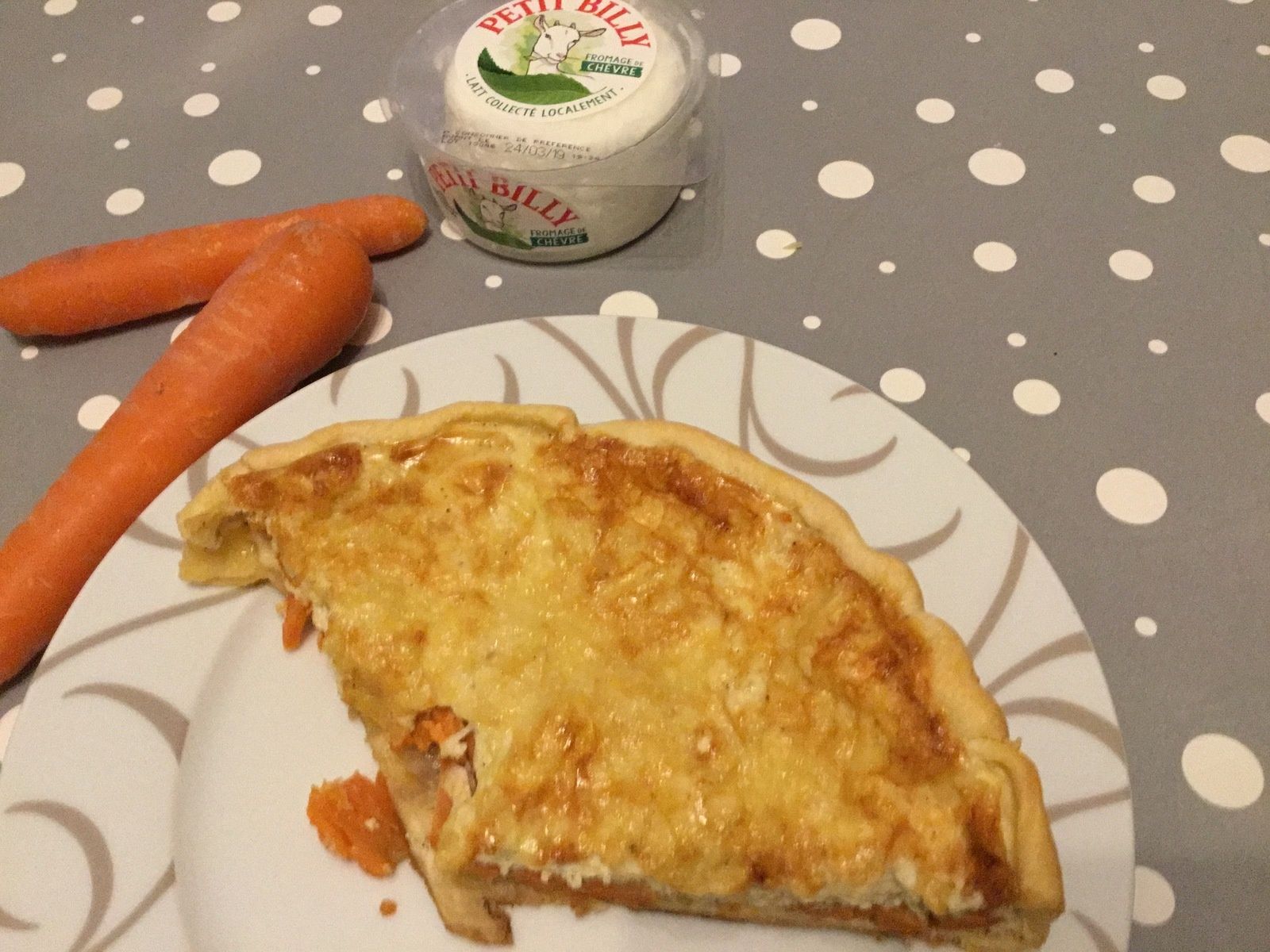 quiche aux carottes, chèvre et crème fraîche