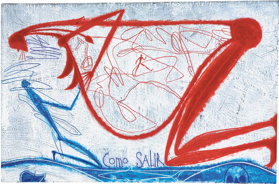 José Bedia. — « Como salir » (Comment s’en sortir), 2001