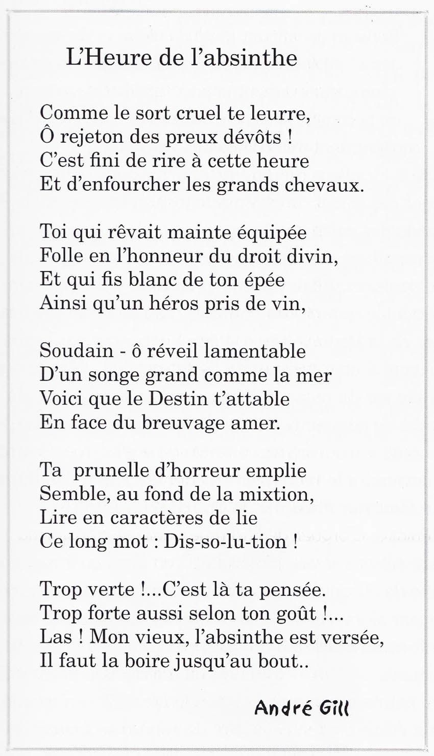 Poésie d'André Gill parue dans L'Éclipse, 1874. Coll. Delahaye.