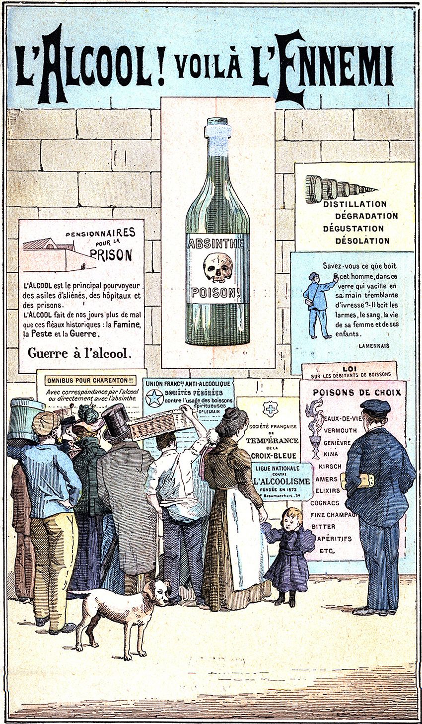 Affiche de tempérance éditée par la Ligue Nationale Contre l'Alcoolisme. Coll. Delahaye.