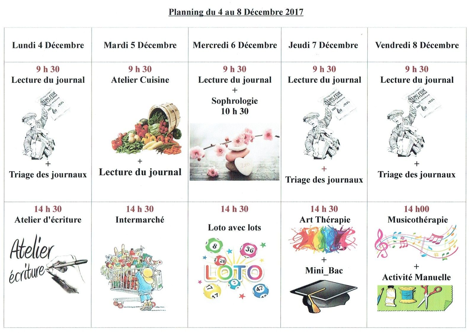 Planning semaine 49 - Résidence Autonomie Clémenceau
