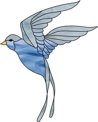 Vitrail ' Oiseau bleu '