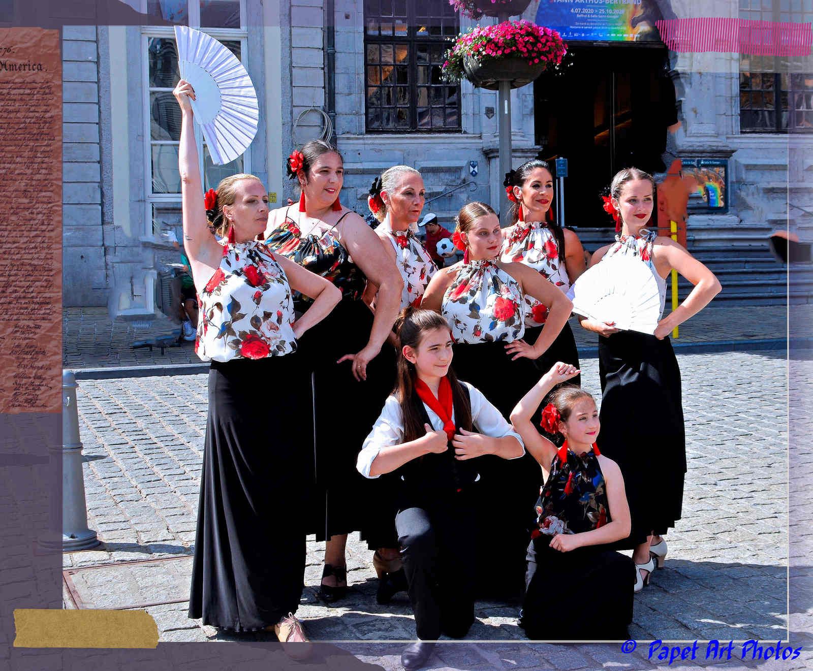 Duende de Flamenco en balade a Mons, Grand Place,  au Jardin du Mayeur a Mons, sous soleil