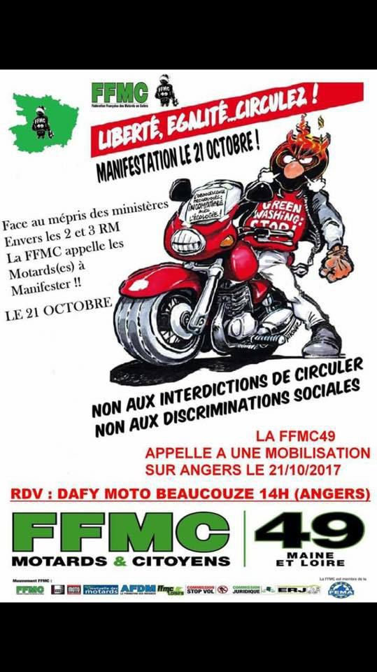 Manif Moto le 21/10/2017 contre la ZCR = Zone à circulation restreinte -  Nos voyages à moto...de Pierre et Brigitte