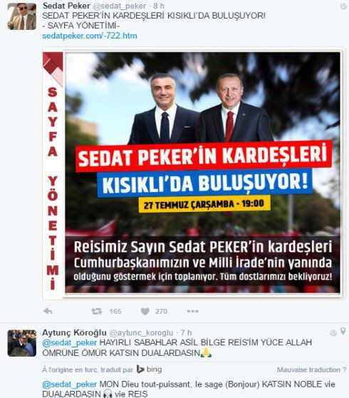 l'avocat représentant la Turquie en France interrogé sur Sedat Peker chef de la mafia turque dit 'il ne fait pas de politique" c'est faux, officiellement peut-être pour être transparent, mais dans la réalité il est sur tous les fronts économiques, sociaux, sécurité avec les loups gris notamment