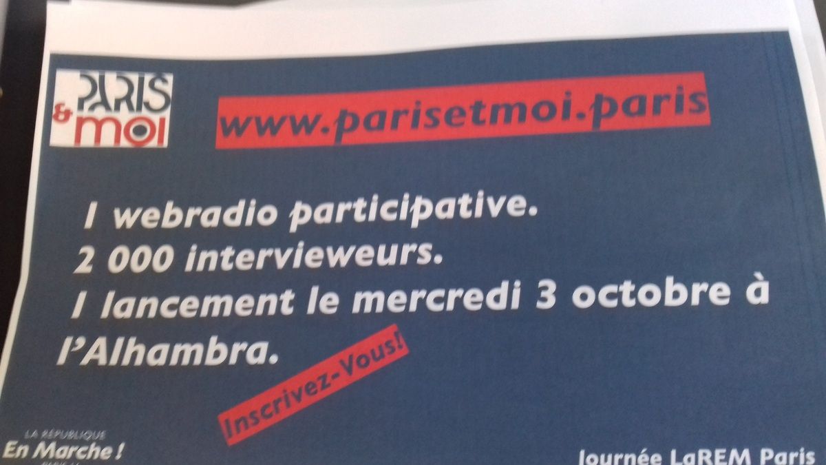 Journée La REM Paris le 3 octobre 2018, lancement de la webradio participative à l'AlHambra, Paris & Moi municipales 2020