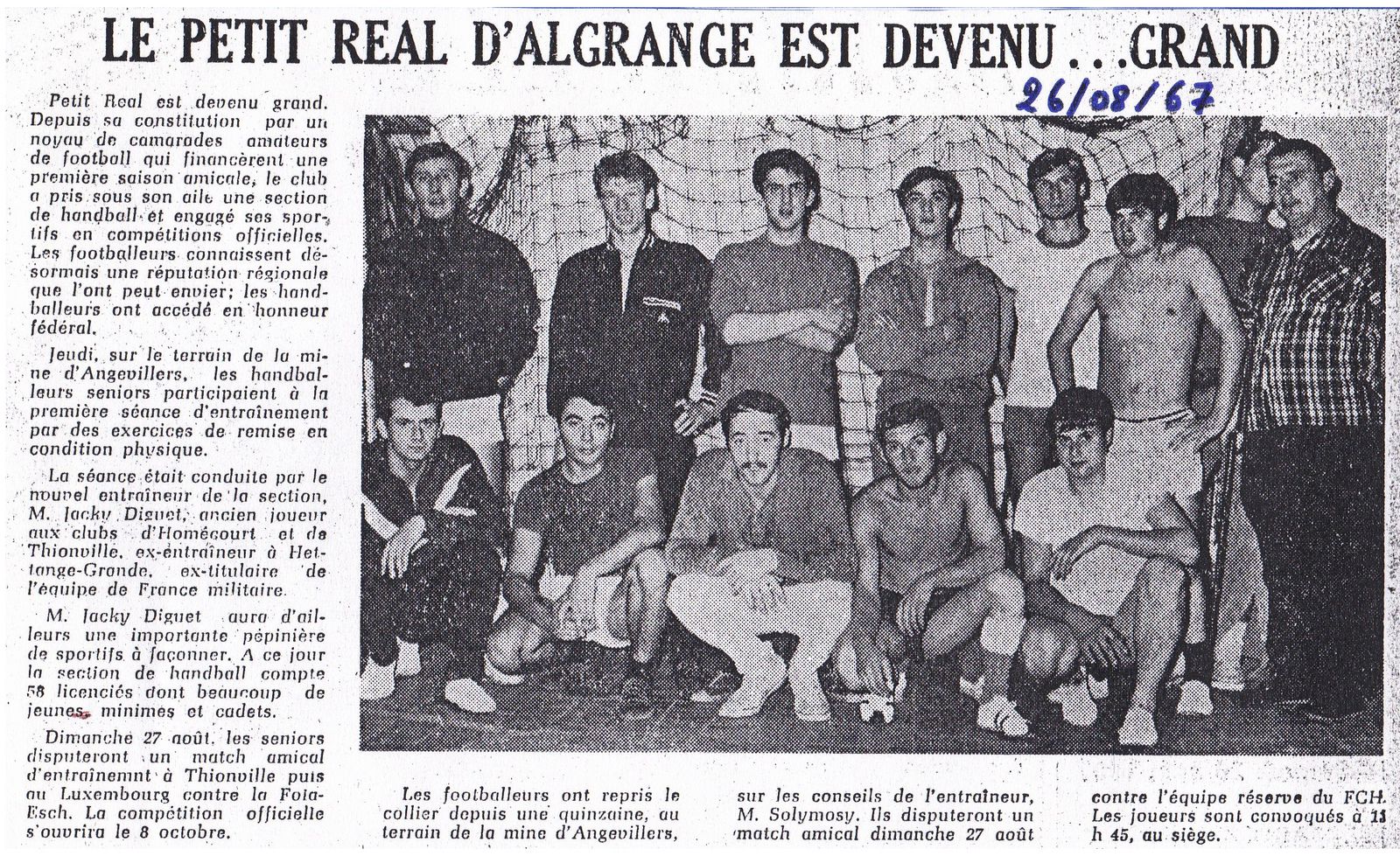 Historique du Petit Réal d'Algrange - Handball