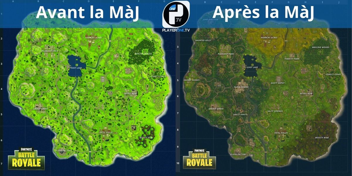 Fortnite Ps4 Les Changements De La Carte Map Au Fil Des Maj - modifications de la map au fil des maj photo non contractuelle