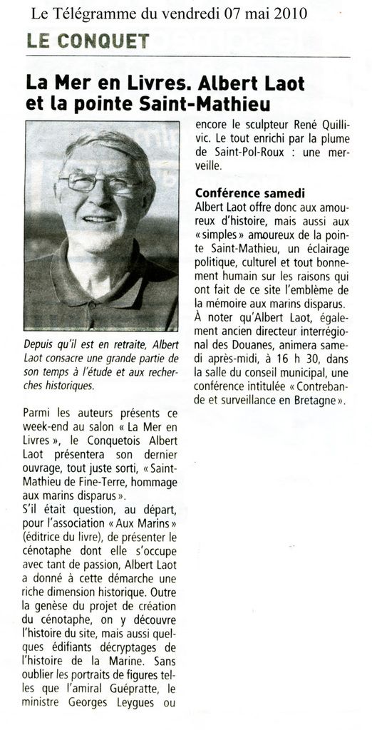 articles de presse qui évoquent l'actualité de l'association "Aux Marins" en 2010.