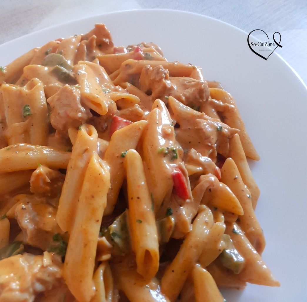 Creamy Chicken Fajita Pasta Pates Facon Fajitas Au Poulet