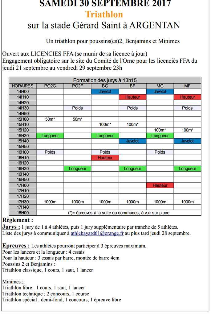 Kids et Triathlon à Argentan - samedi 30 septembre