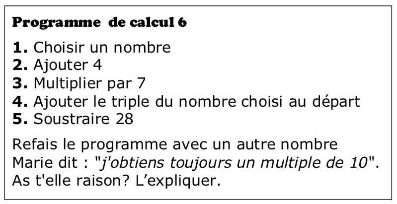 Mathématiques magiques... Les programmes de calculs - Jeu Set et Maths