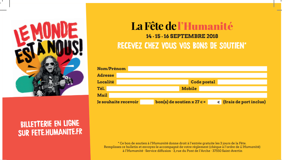 Nouveau artistes annoncés à la Fête de l'Humanité 2018