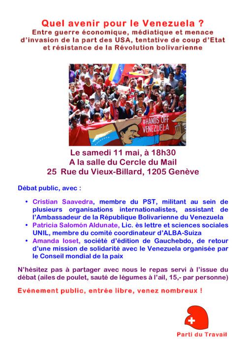 Débat à Genève le 11 mai : Quel avenir pour le Venezuela ?