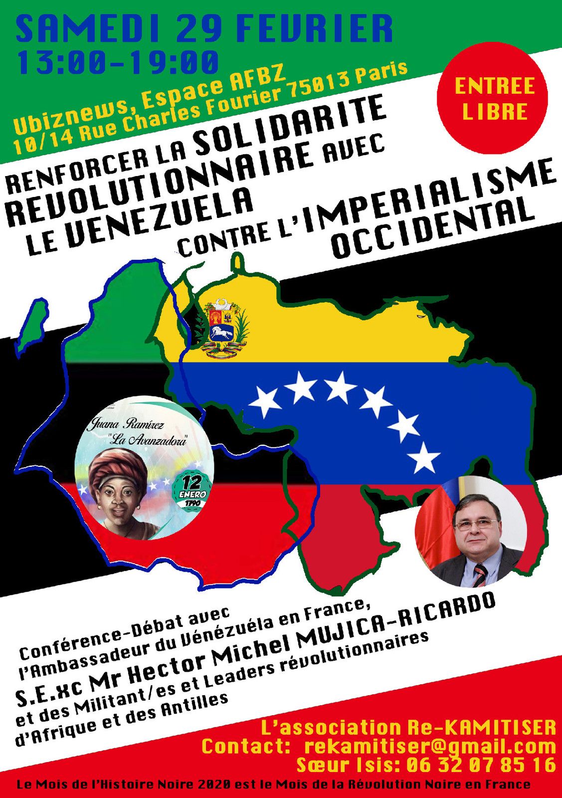 l'Association Re-KAMITISER vous invite à une conférence débat avec l'Ambassadeur du Venezuela le samedi 29 févrie