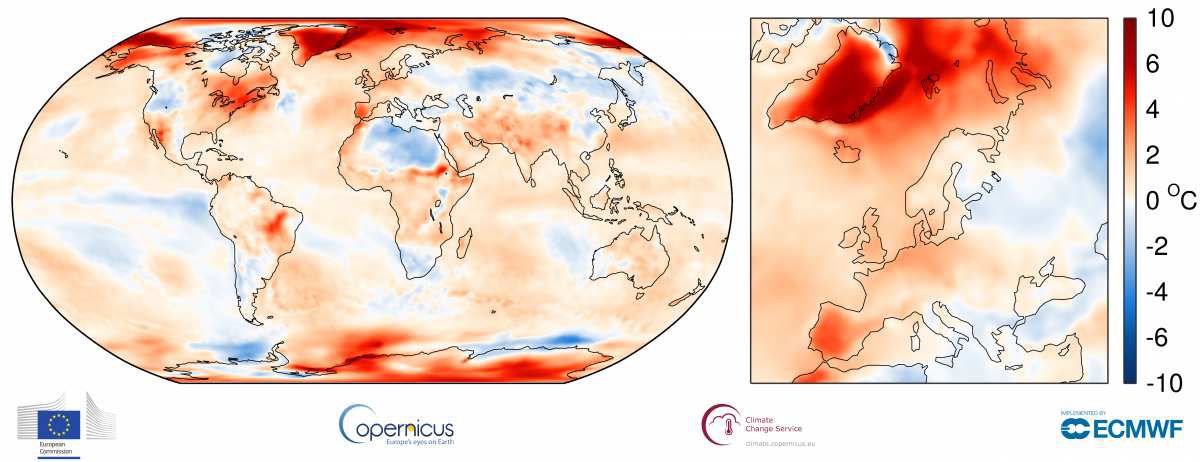 Oberflächennahe Temperaturanomalien des Oktobers 2017 im Vergleich zur Referenzperiode 1981-2010 Quelle: ECMWF Copernicus Climate Change Service