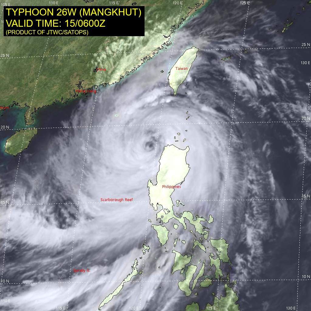 Super-Taifun Mangkhut (Ompong) zog bereits über die philippinische Insel Luzon Quelle: JWTC/SaTOPS