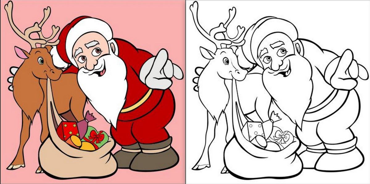 Modèles de Père Noël à dessiner, colorier ou imprimer - Le serviettage de  Nafeuse