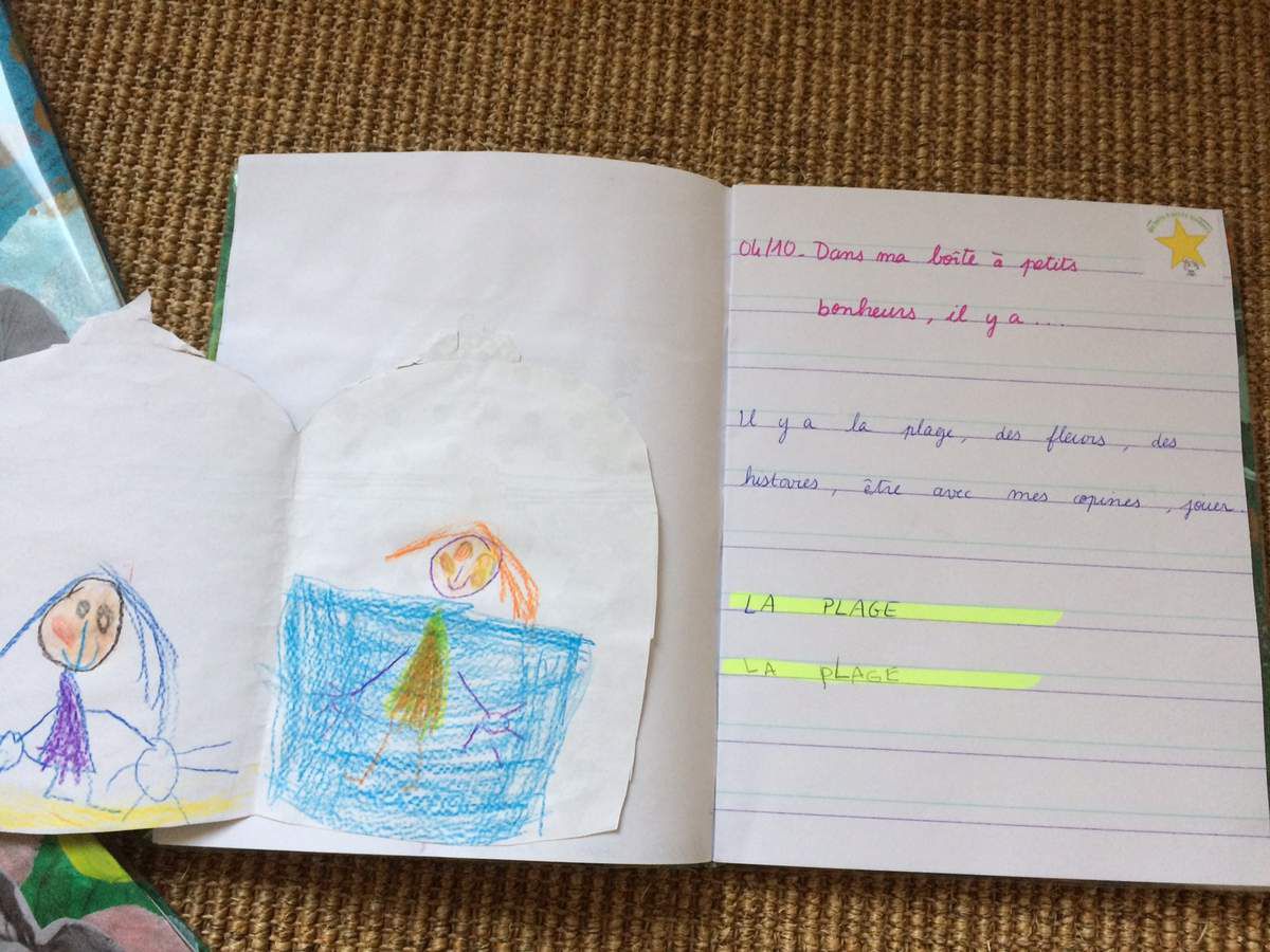 Cahier d'écrivain et poissons émotions en GS chez Marie B - école petite  section