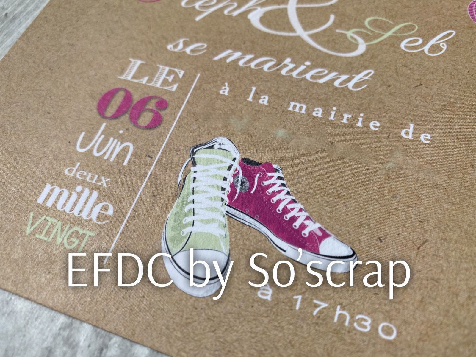 Le faire part de mariage thème converse (all star) de Stéphanie & Sébastien  - Le Blog EFDC by So'scrap