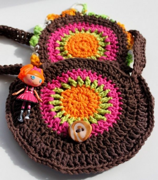 Sac pour fille , en granny , avec son pas à pas en image !