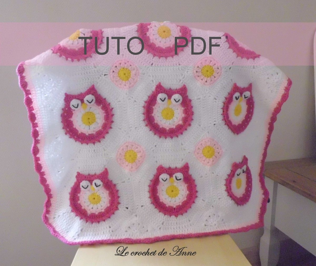Couverture Bebe Orne De Jolis Carres Granny Tuto En Francais Pdf Crochet