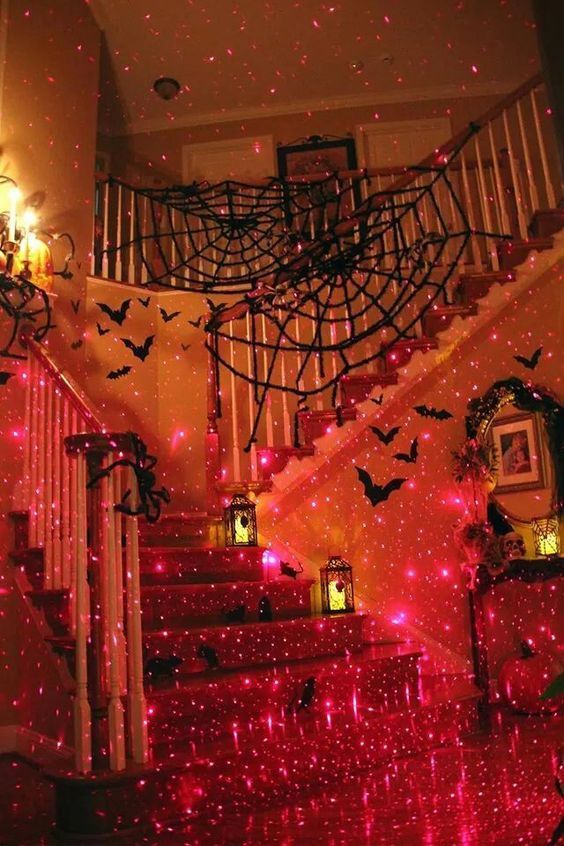 escalier décoré pour halloween