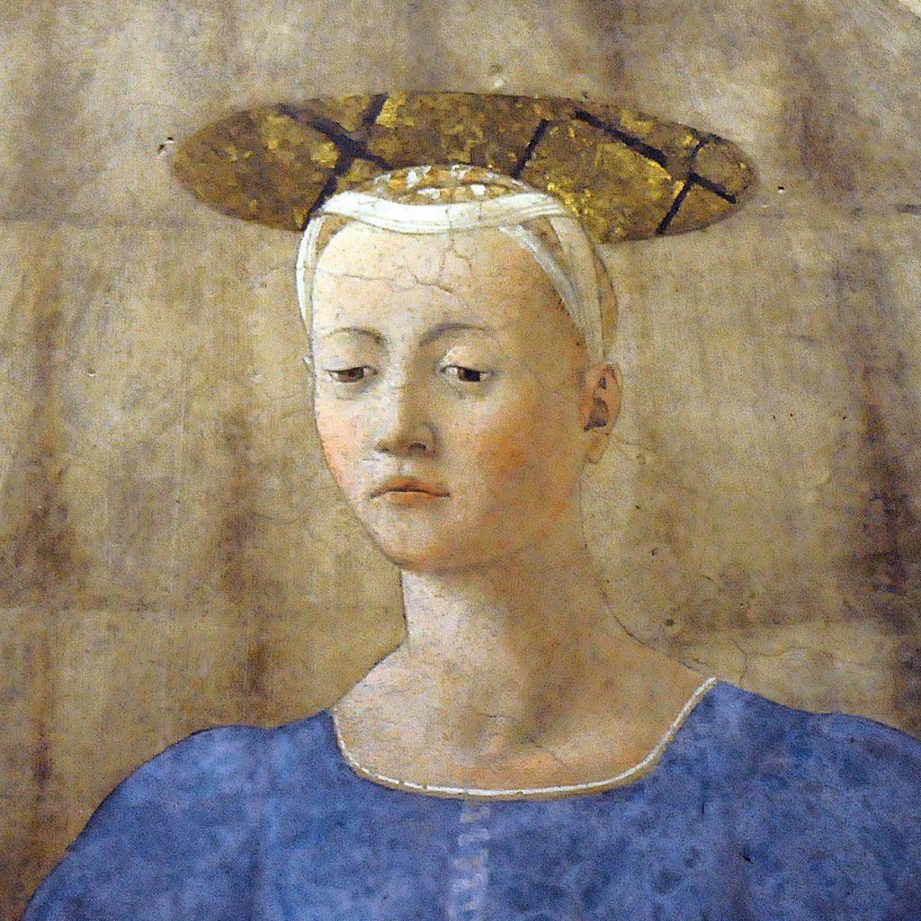 Piero della Francesca, La Madonna del Parto, détail, v. 1455, Museo della Madonna del Parto, Monterchi.