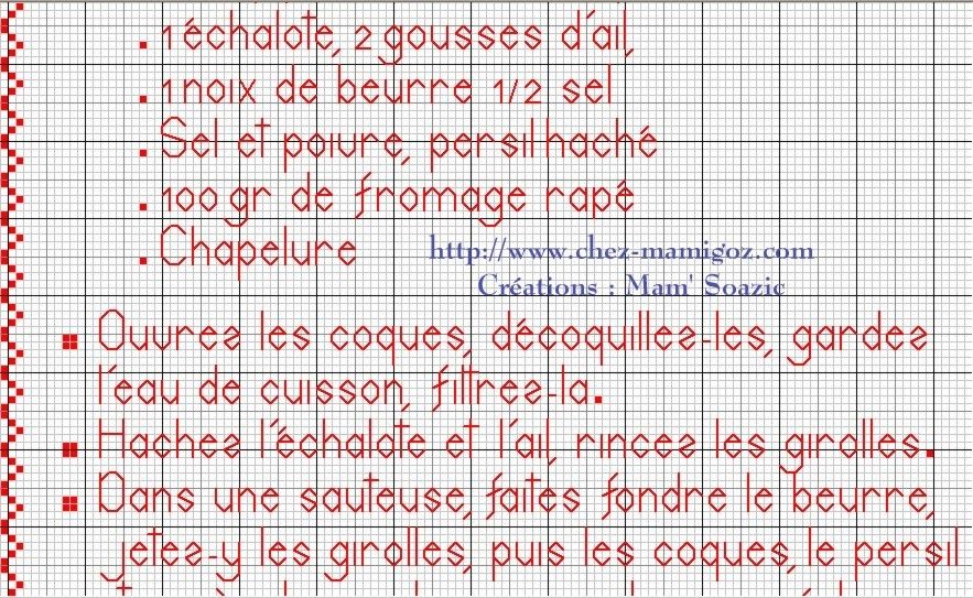 Livre Recettes Brodées de Mamigoz : Tarte aux coques et girolles