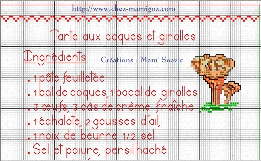 Livre Recettes Brodées de Mamigoz : Tarte aux coques et girolles