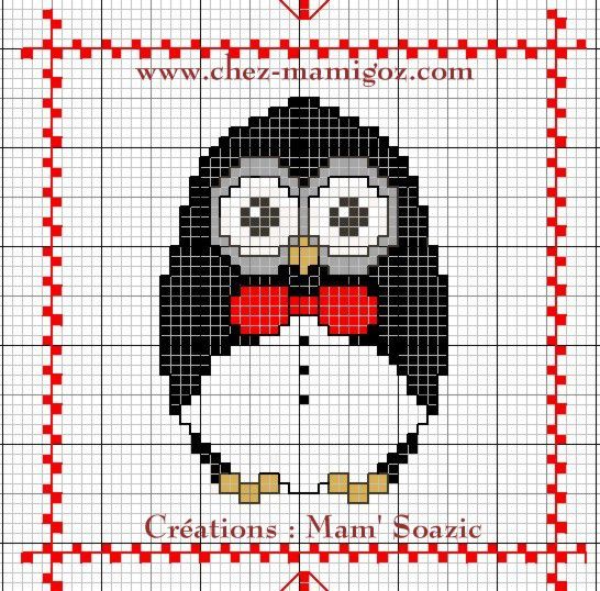 Plaid Chouette brodée 154 :  Chouette  Pingouin