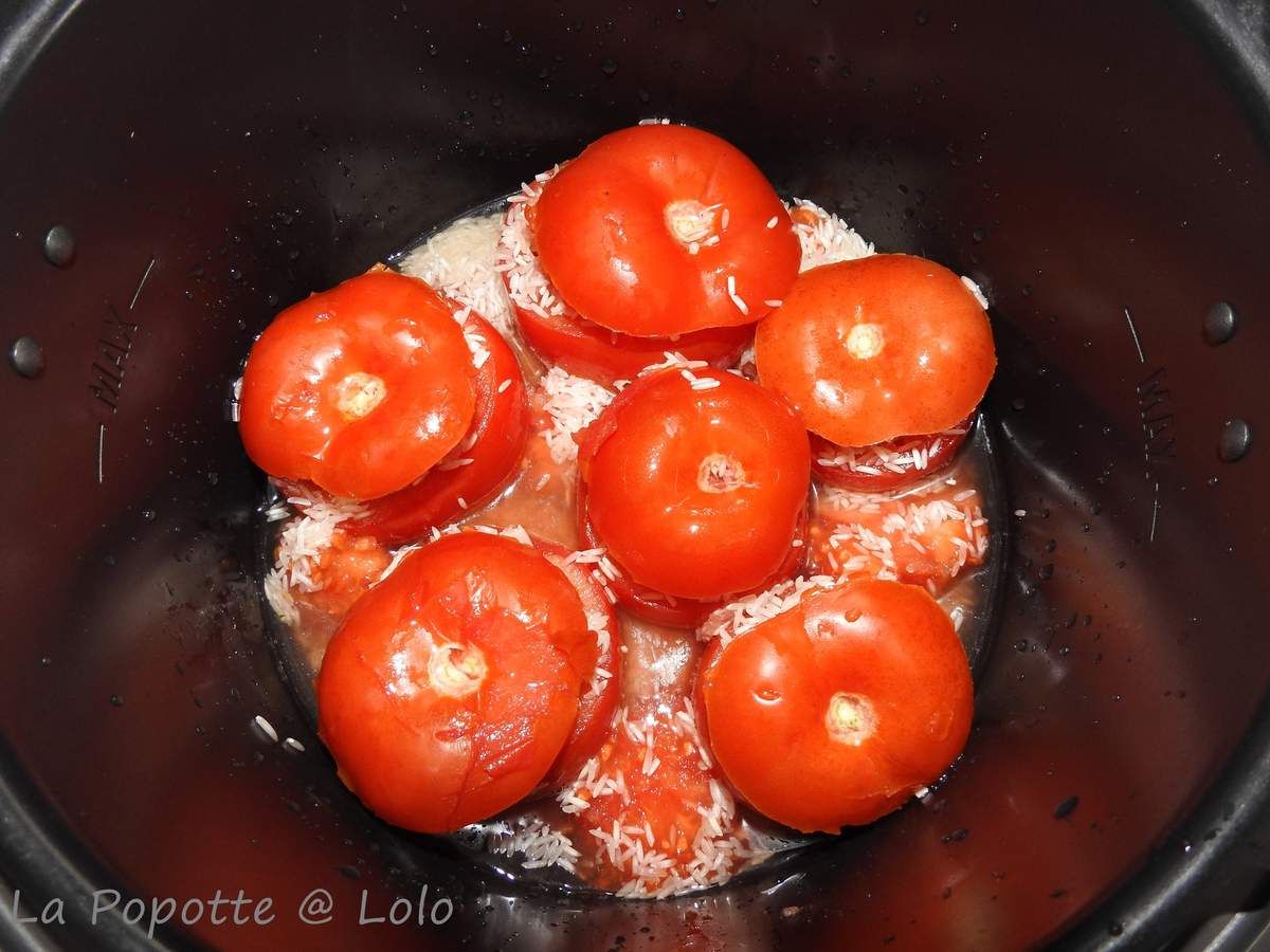 Tomates farcies et riz à ma façon au cookeo - La popotte @ lolo