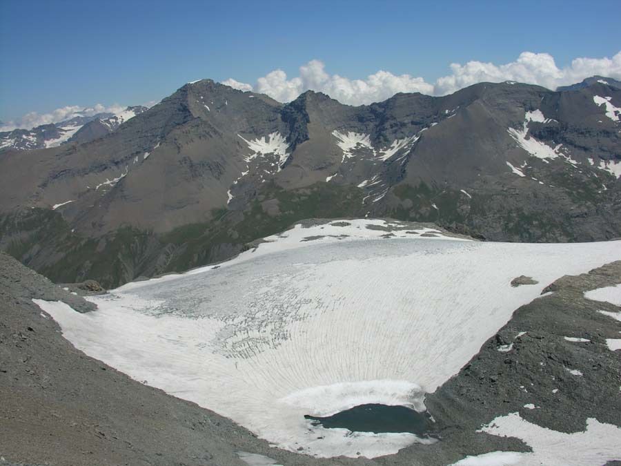Un nouveau lac en formation sur le glacier de Roche Michel