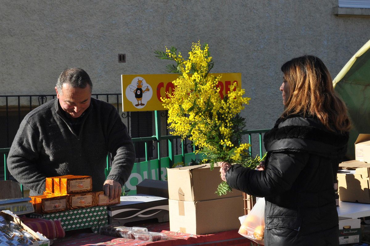 Retour sur la fête et André Huguet va offrir du mimosa aux acheteurs de kiwis ou de miels. 