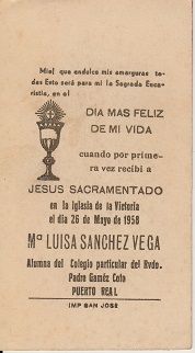 Recuerdos de primera Comunión año 1958