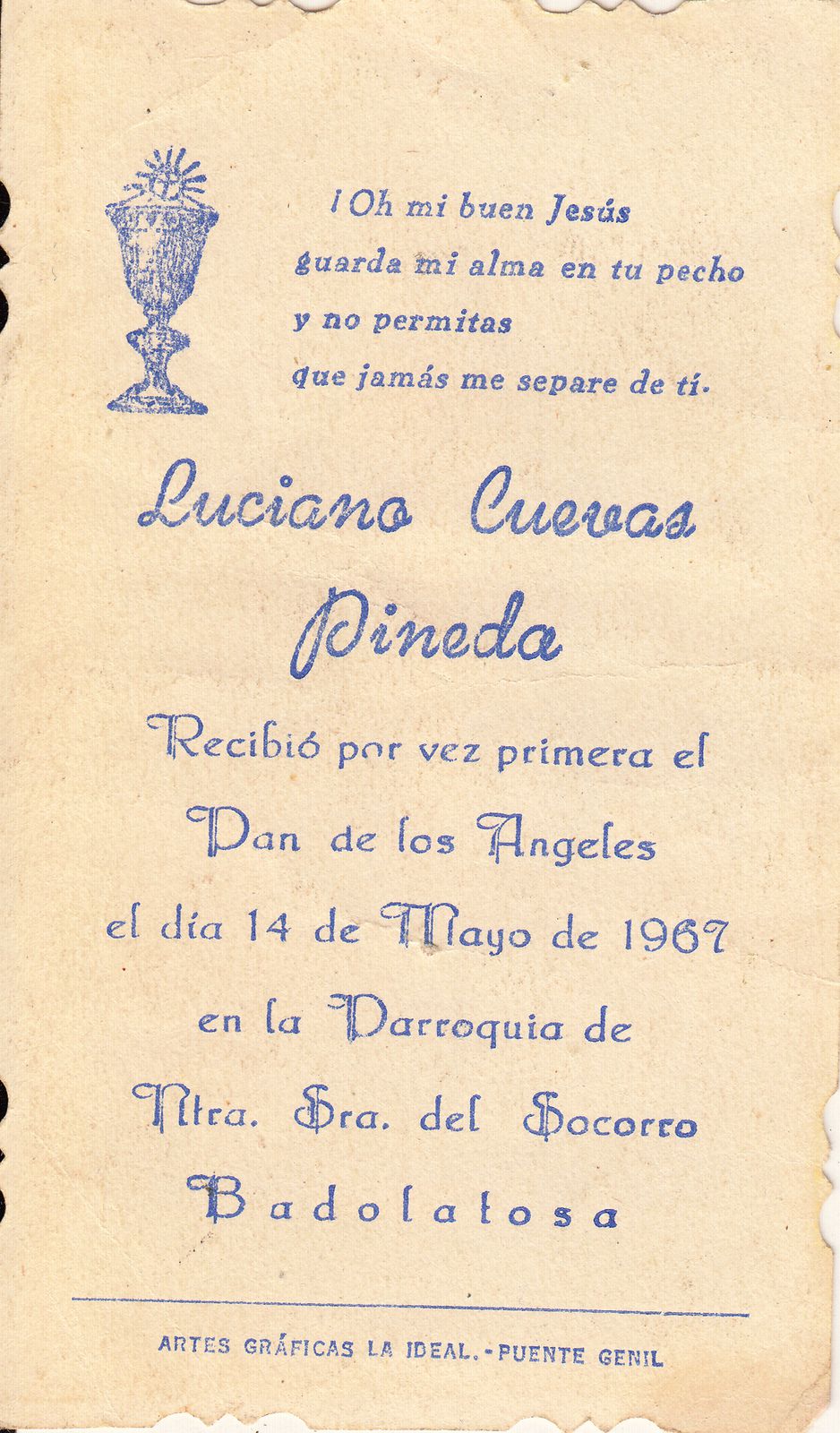 Recuerdos de primera Comunión año 1967