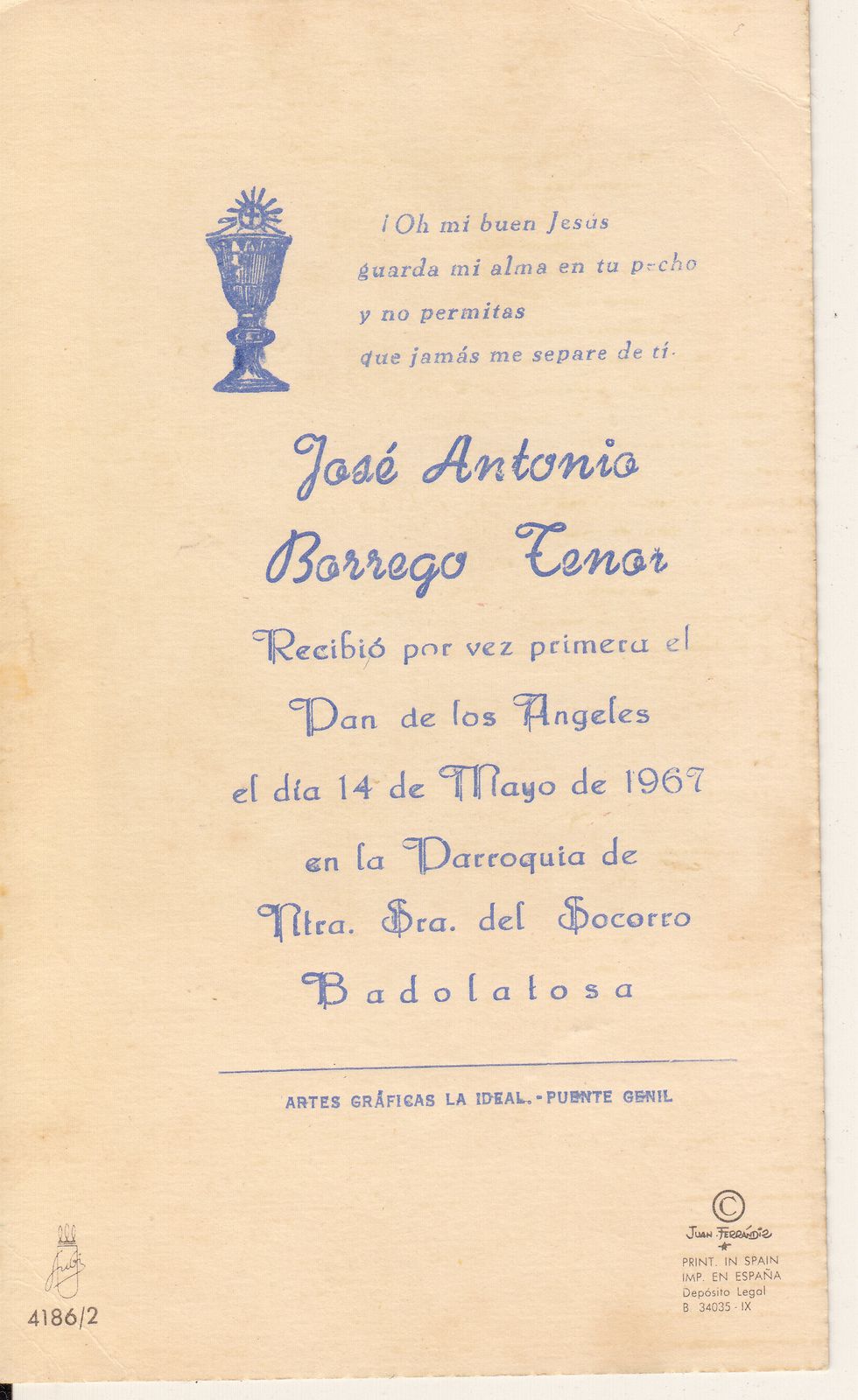 Recuerdos de primera Comunión año 1967